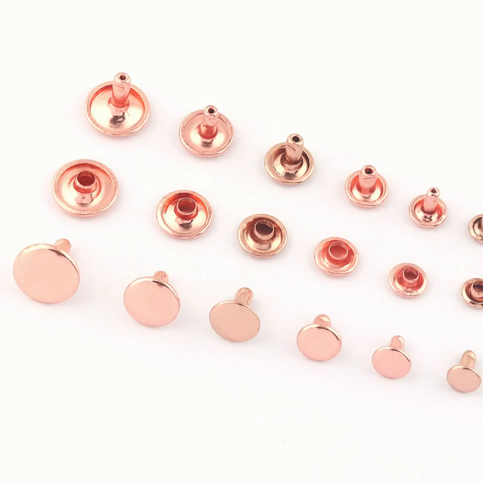 Rose Gold Double Cap Metal Button Round Rivet Studs For Purse Bags Handbags Shoes Belts Leather Craft Diy 50Sets