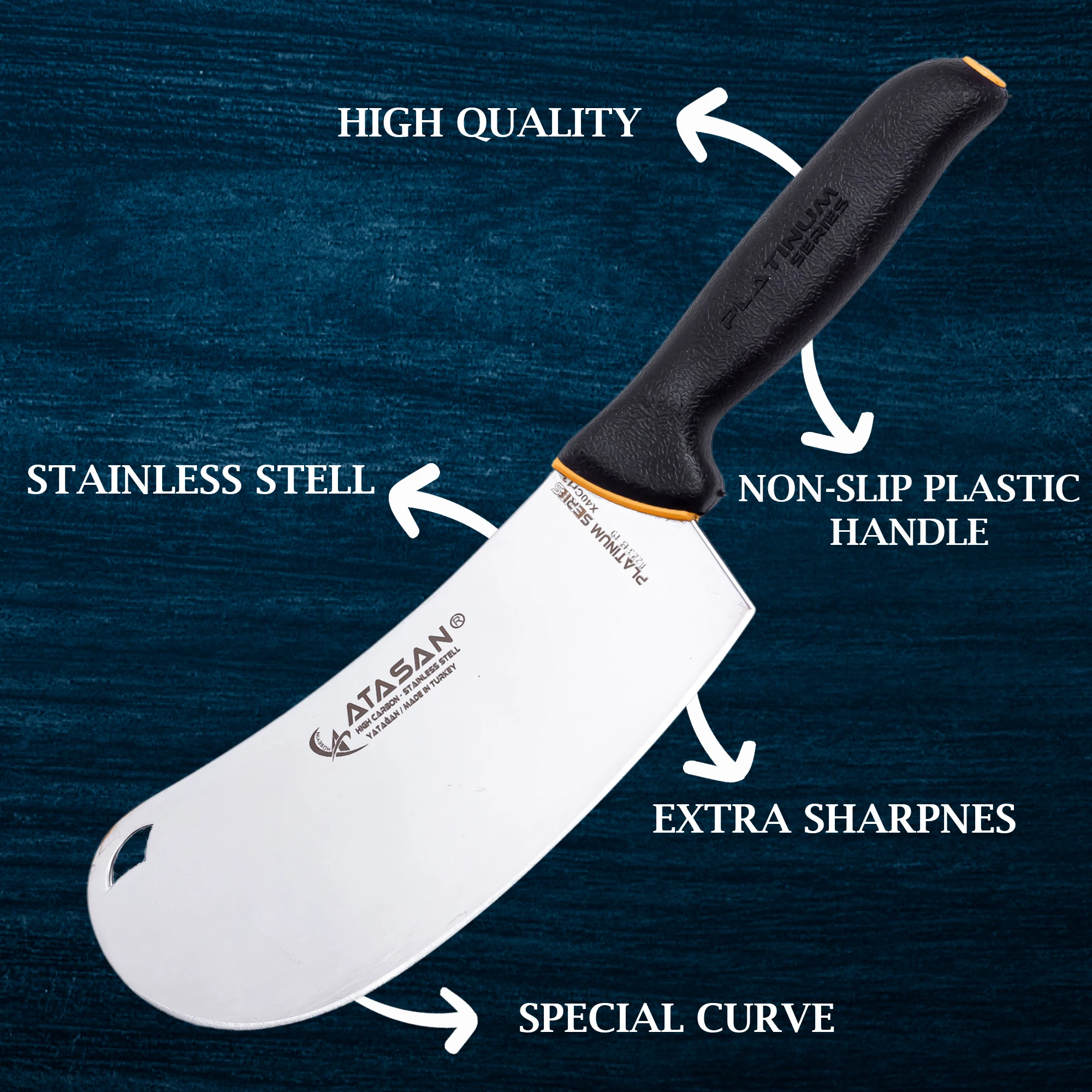 Custom Curved Meat Fish Steak Chef Knife Pizza Kitchen Knife Kitchen Tool Item High Quality Stainless Steel