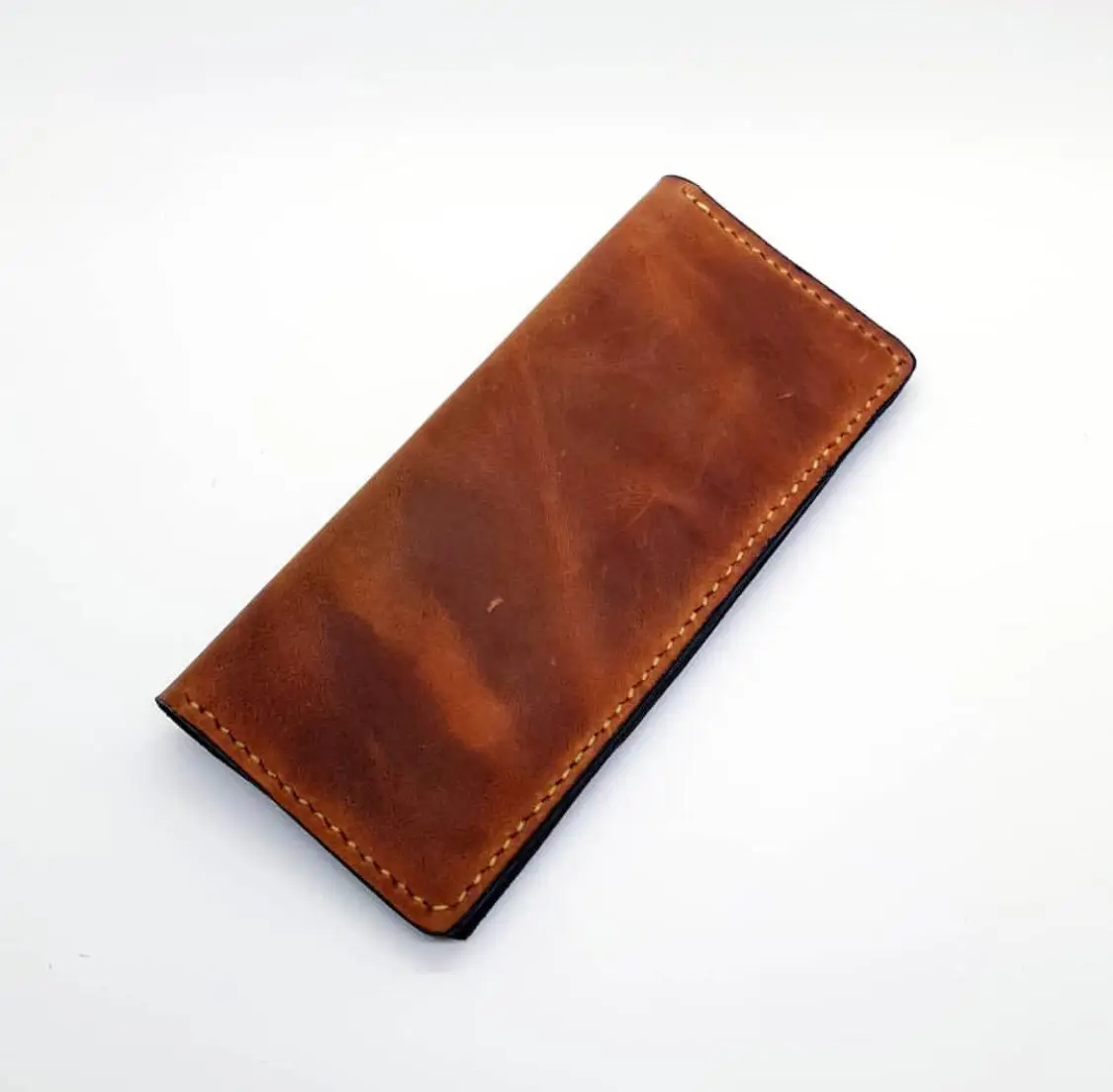 Crazy Leather Portfolio Wallet Genuine Leather High Quality Handmade 2021 Trend Different Color Options Navy Brown