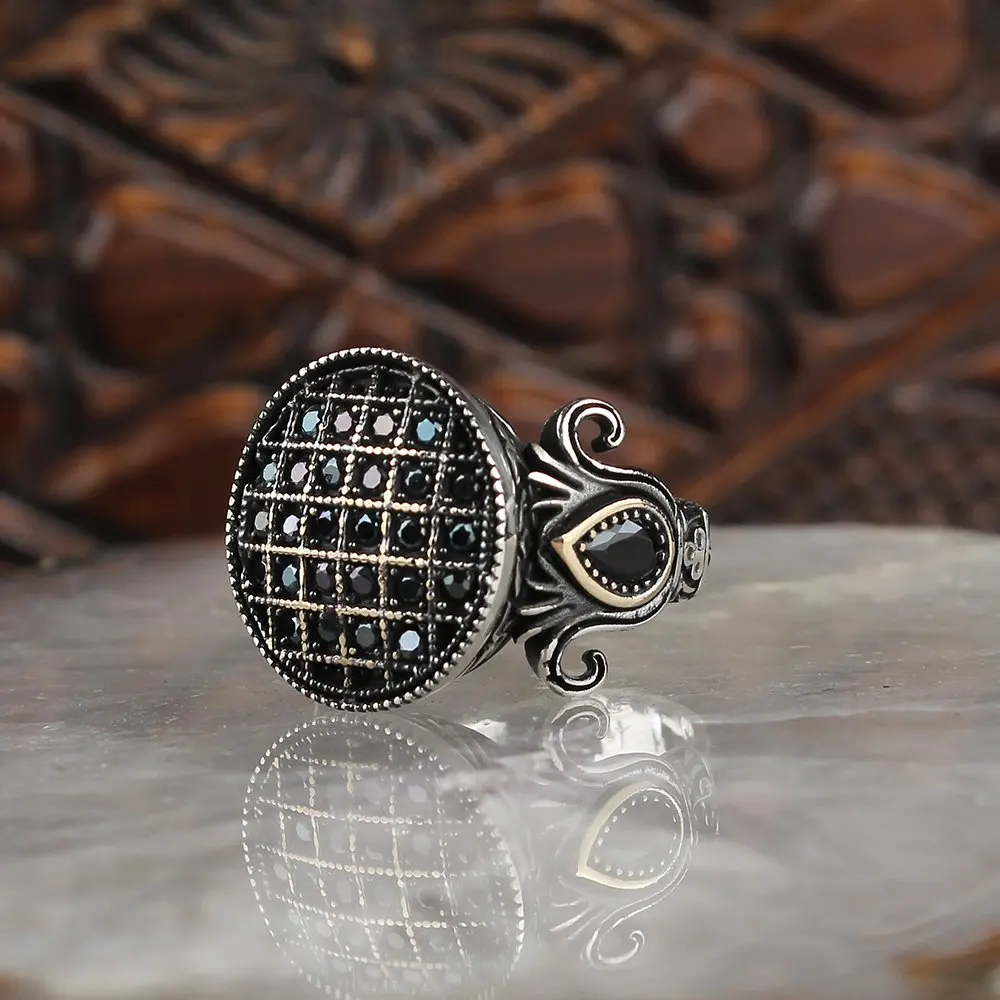 Zircone Traditional Turkish 925 Silver Handmade Signet Rings Jewelry Gift From Turkey for Women Men