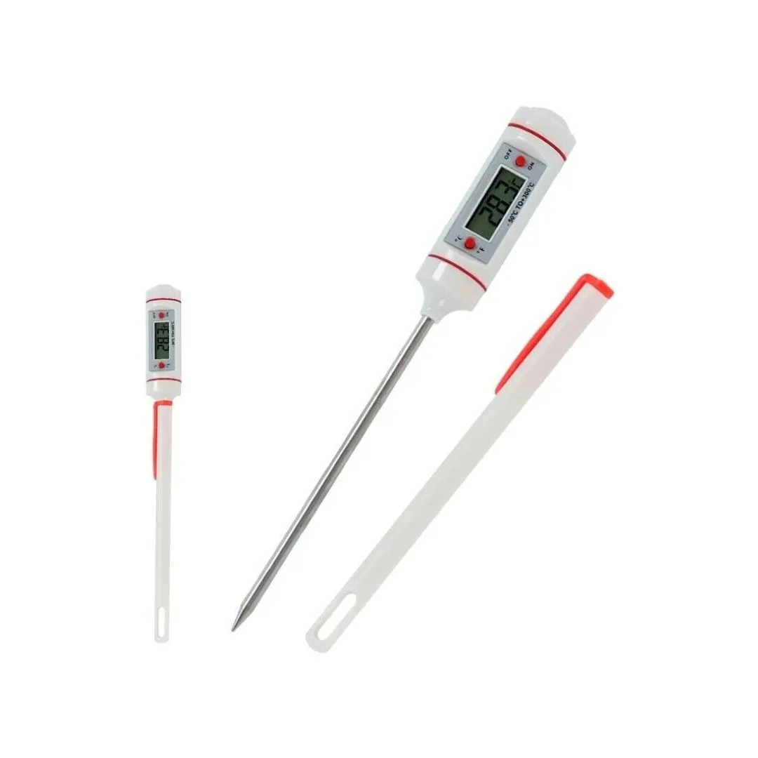 Termometro Cocina 2 Piezas Pantalla Digital Electrico de Sonda 18 cm Acero Inoxidable -50°C - 300°C