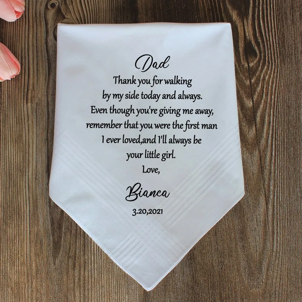 Personalized handkerchief wedding Lace Hankie Custom Handkerchief For Parents Personalized Handkerchief Mom or Dad photo on it