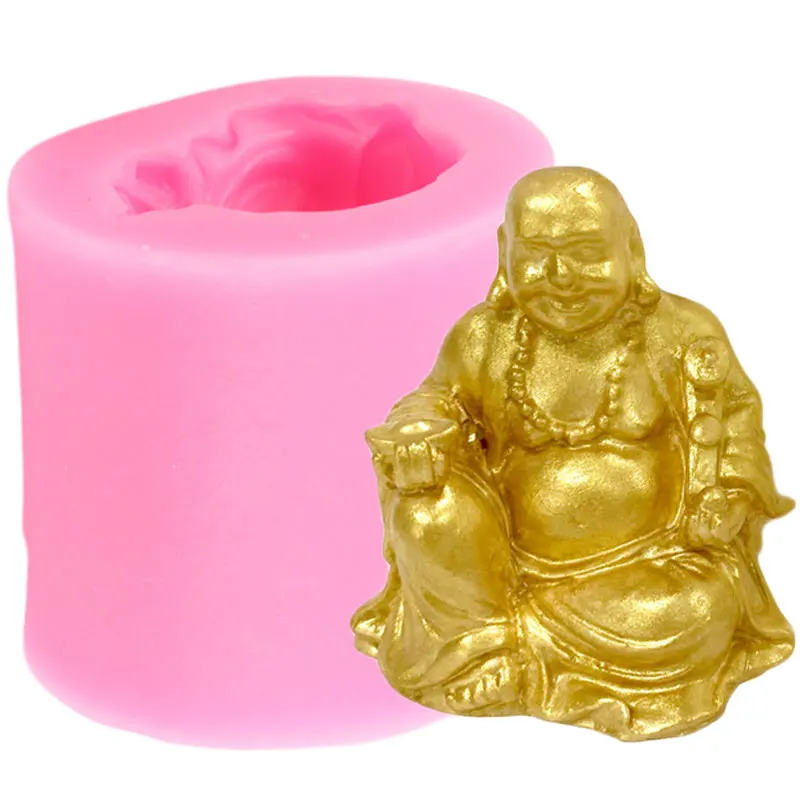 3D Maitreya Buddha Statue Silicone Candle Mold Candle Wax Gypsum Crafts Making Moulds Epoxy Resin Candy Chocolate Fondant Molds