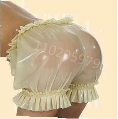 

Handmade Natural Latex Cool 100% Latex Rubber Light Transparent Lace Cute Boxer Pants Sexy Underwear 0.4mm Rubber