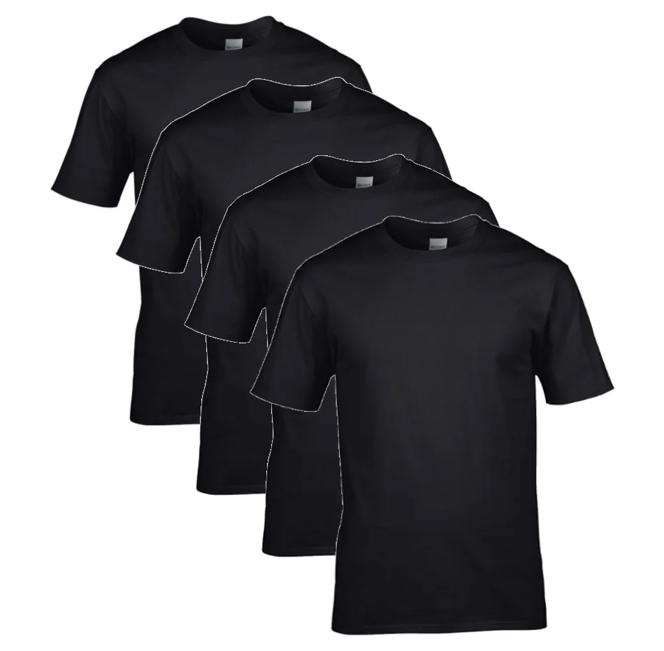 Pack 4 Gildan Premium T-shirts black 185grs cotton 100%