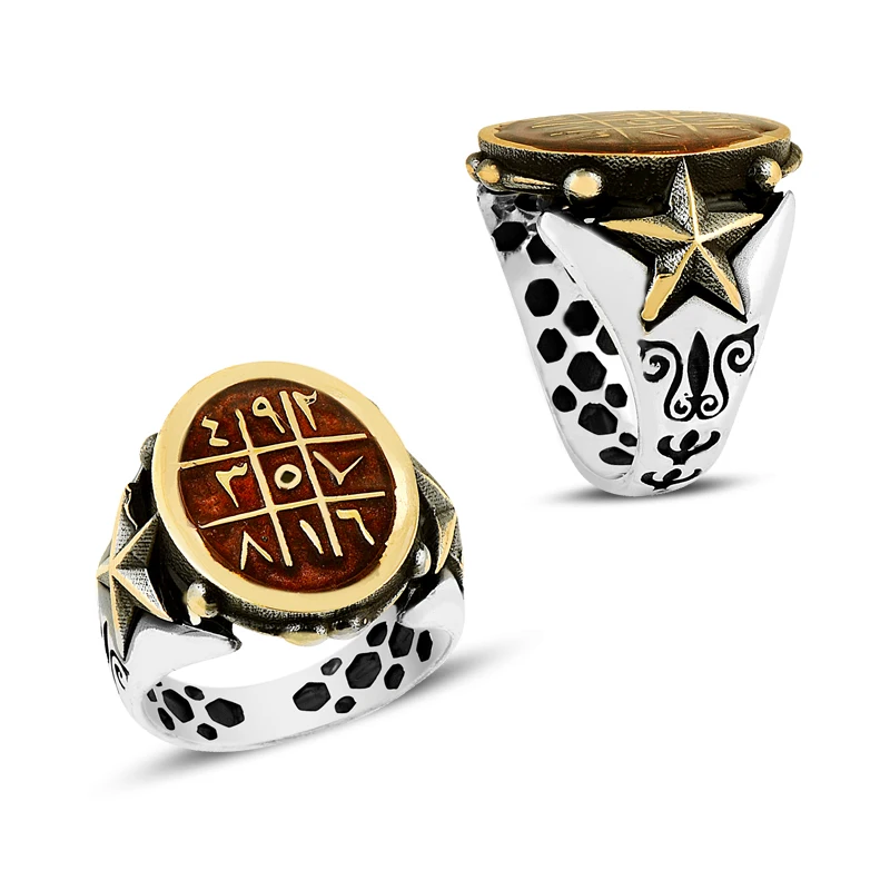 925 Silver Special Desing Star Printed Men Rings