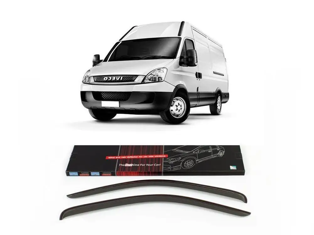 Iveco (2010+) Sport Piano Black Rain Window Visor Wind Deflector 2 pcs 2010-2020 Years Car Automobile Auto Accessories Modified