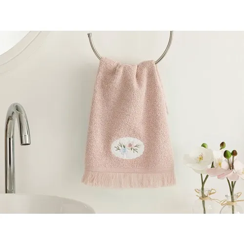 English Home Fancy Flowers Embroidered Hand Towel 30 x 40 cm Nude