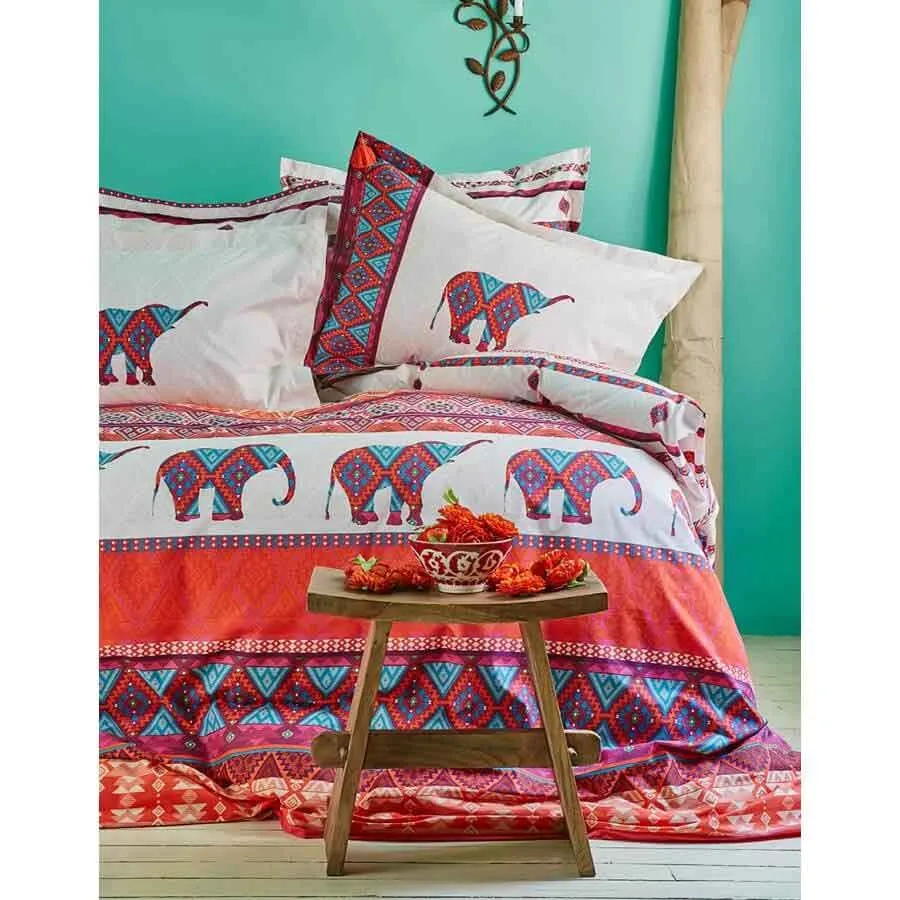 

Marsala Orange Double Duvet Cover Set , %100 Cotton, Best Quality, Elephant, Lucky