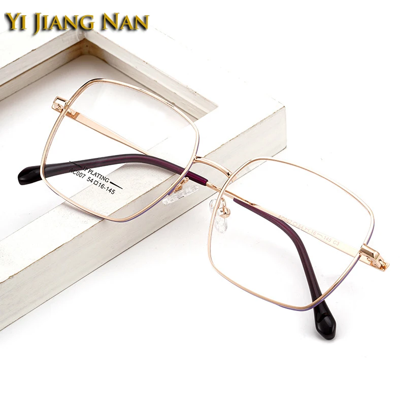 Women Square Optical Eyewear Oversize Trend IP Plated Alloy Light 12 g Prescription Glasses Frame for Men Eyeglasses Spectacle