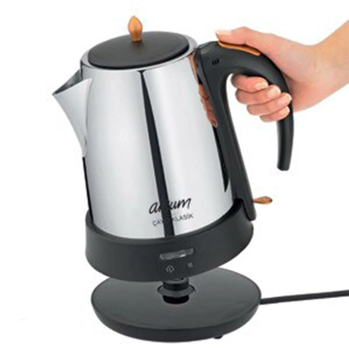 Arzum Cayci Klasik 차 기계, 1650W 전원, 이동식 스테인레스 스틸 차 필터, 끓임 건조 보호, 360 ° 회전 베이스