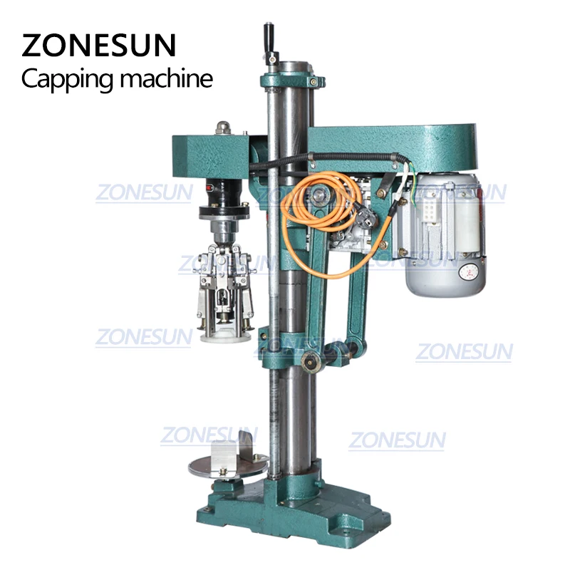 ZONESUNZS-XG60 Pilfer Proof Aluminum Caps Capping Machine ROPP Cap Screw Crimping Machine Soda Water Bottle Close Bottle Cap