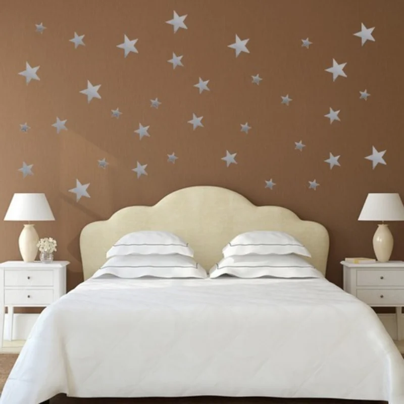 80Pcs Wall Sticker Pvc Silver Gray Star Baby Girl Room Ornament Decorative Vinly Murals Home Office Kid Room Decoration Art