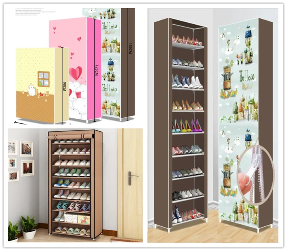 1 Zapatero con cubierta de tela, estantes Organizadores de calzado de 4-10 niveles, accesorio estante organizador de zapatos