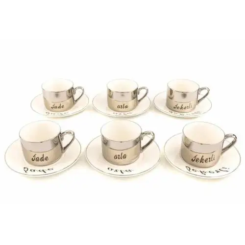 

DOLBOVI MERRY SİLVER 6 Person 12 Piece Coffee Cup Pad teaware cup tea handmade bowl beautiful mugs turkish tea set vintage Saucer creative Latte Cup free shipping products service coffee Weights undefined kubki do kawy