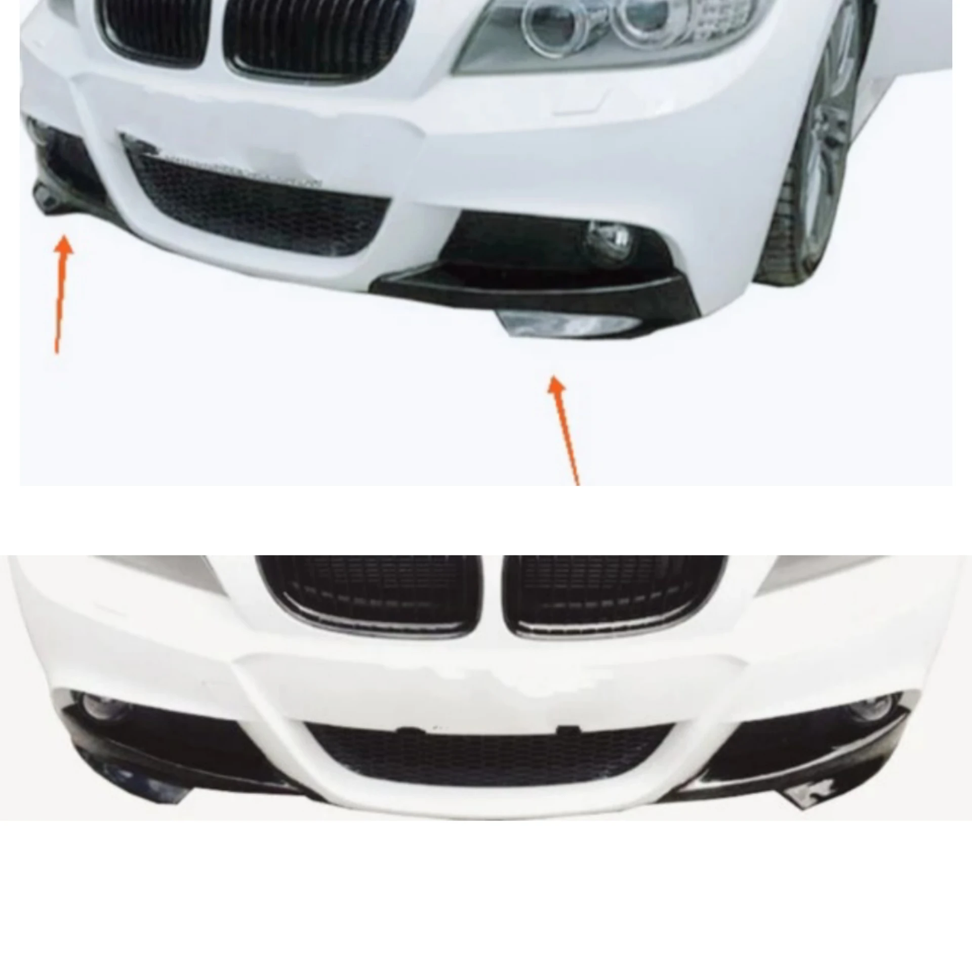 For BMW E90 MTech 2008 2009 2010 2011 Flap Makeup FRONT BUMPER Splitter Flap set piano shiny black tuning