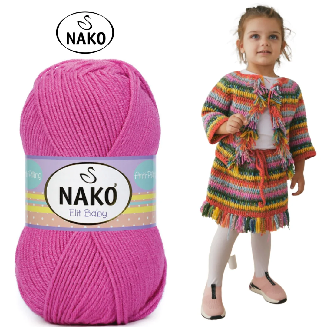 Nako Elit Baby Soft Wool Yarn Crochet Thread Baby Knitwear Scarf Blanket Shawl Hat Sweater Hand Knitting Handmade Yarn for DIY