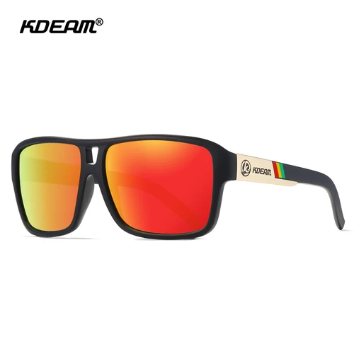 Imagen 2 del producto KDEAM-gafas de sol cuadradas polarizadas para hombre, lentes con bloqueo de deslumbramiento, Incluye caja de marca Original y estuche con cremallera