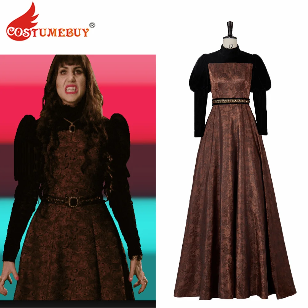 

CostumeBuy What We Do in the Shadows Nadja Cosplay Costume Women Natasia Demetriou Nadja Print Dress Vampire Halloween Costume