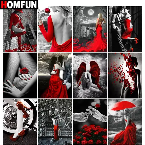 HOMFUN Diamond Painting Cross Stitch "Woman Flower Umbrella" 5D DIY Diamond Embroidery Full Square/round Rhinestone Of Picture