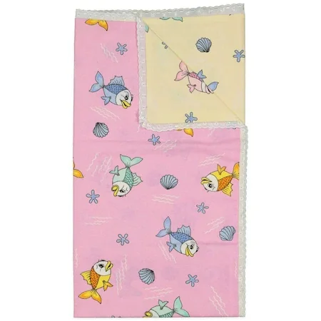 FISH PATTERNED FLANNEL GIRLS BOYS BABY BLANKET