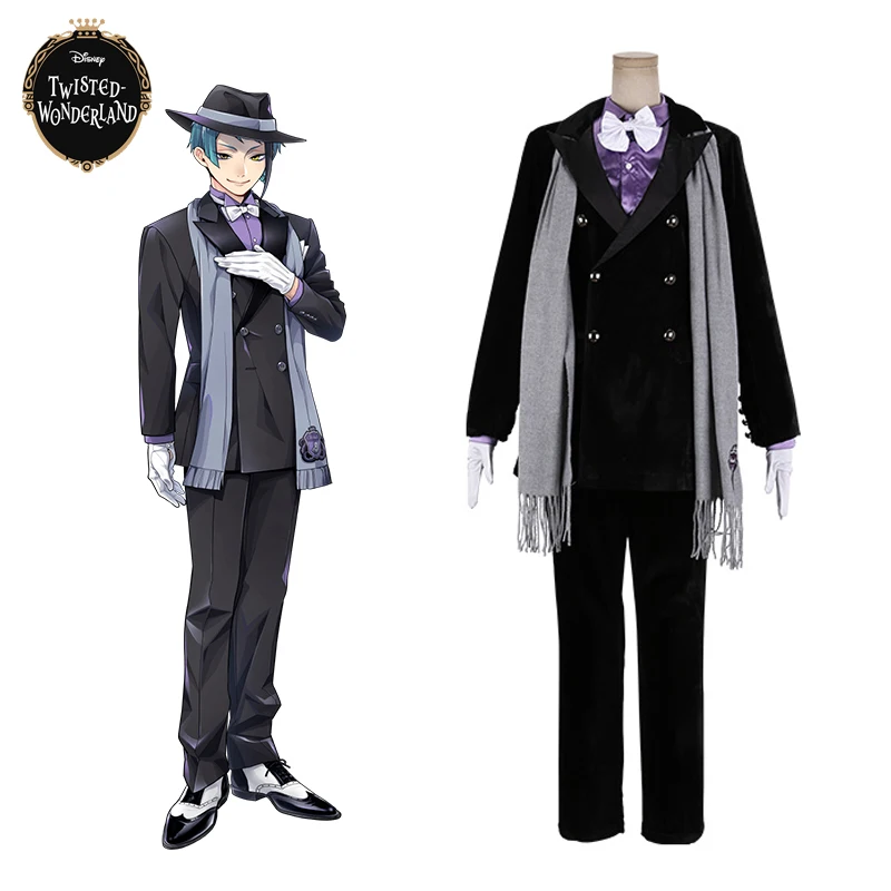 

Game Twisted Wonderland Jade Leech Cosplay Costume With Hat Men Halloween Carnival Party Uniform Suits Cusom-made Any Size