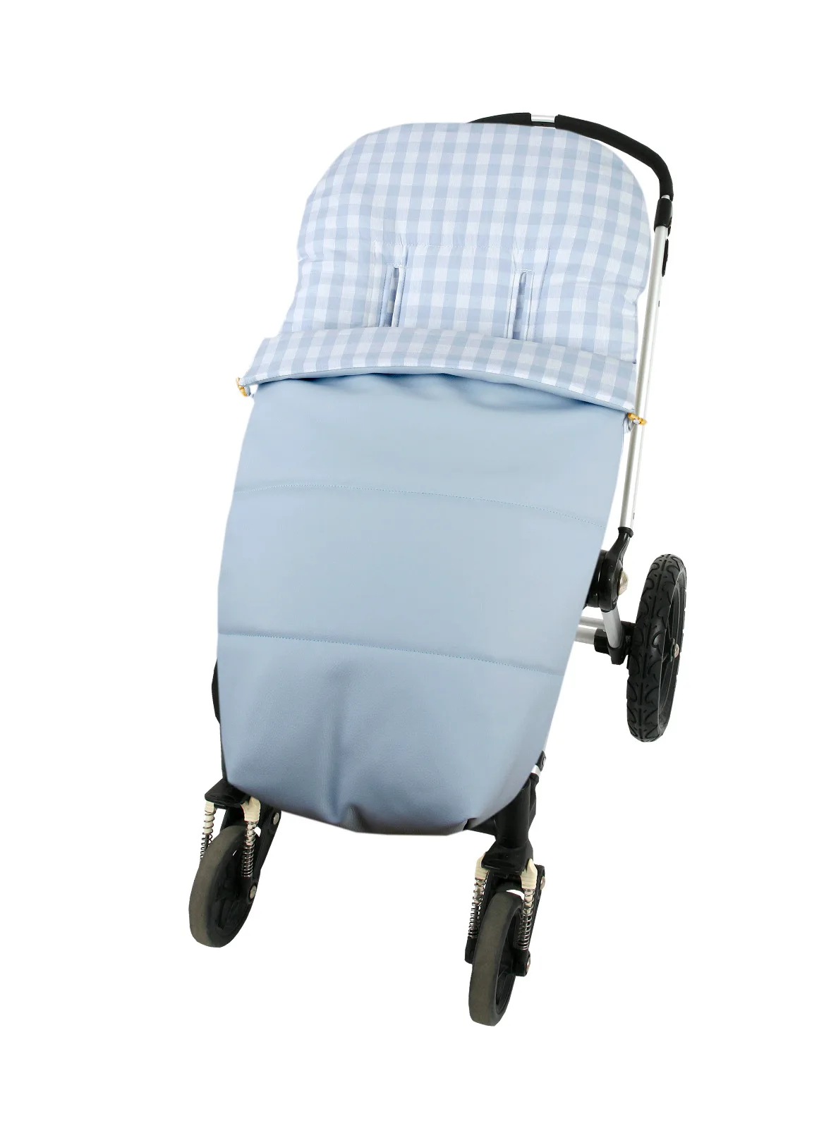 Baby chair sack Vichy Celeste polyskin Celeste CITYBEBE adaptable to almost all chairs, made in Spain in poplin fabric ideal for winter cold