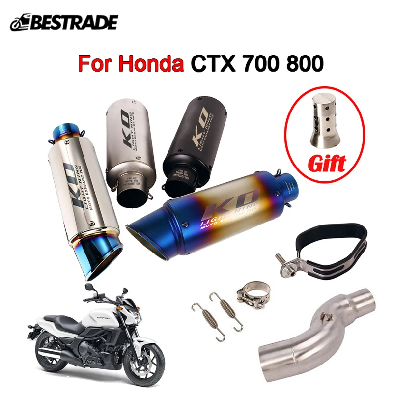 

For Honda CTX 700 800 Motorycle Exhaust Pipes Baffle Muffler Tip Slip On 51mm Middle Link Tube With DB Killer Stainless Steel