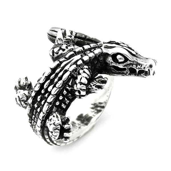 Mens Ring 925 Sterling Silver Ring Crocodile Animal Figured Rings  Rings For Men Rings for Women Men`s Rings Men Jewelry