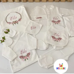 Ropa personalizada para bebé, niño, niña, recién nacido, salida de Hospital, tela personalizada, conjuntos de atuendo seguro y saludable, vestidos, 10 piezas