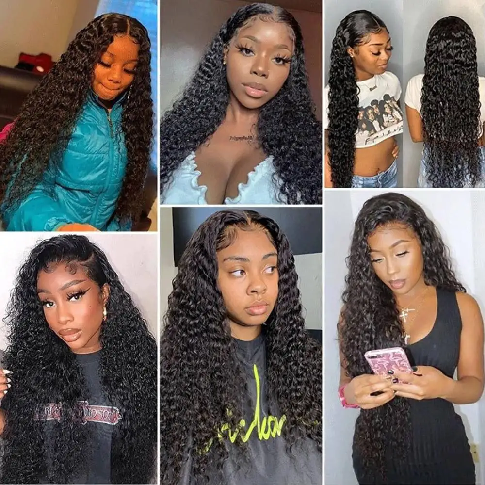 Human Hair Lace Frontal Wig Brazilian Kinky Curly Transparent Pre Plucked13x4 HD Lace Frontal Human Hair Curly Wigs For Women