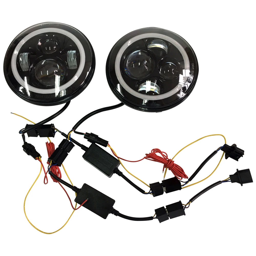 

one pair Lantsun J022 7 Inch Headlight for jeep for wrangler JK head lamp with LED ring