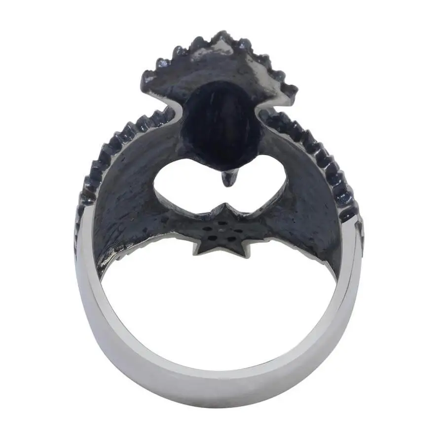 3D Hawk Silver Men's Ring with Mini Black Stones Fashion Turkish Premium Quality Handmade Jawelery