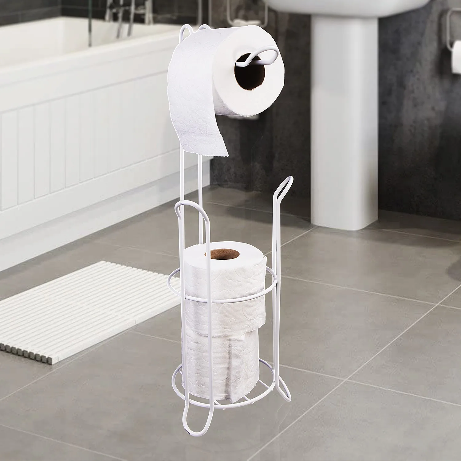 Metal Toilet Roll Holder White with Refill MD-326 VIPGROSS Toilet Paper Holder Stylish Design Quality Toilet Paper Holder