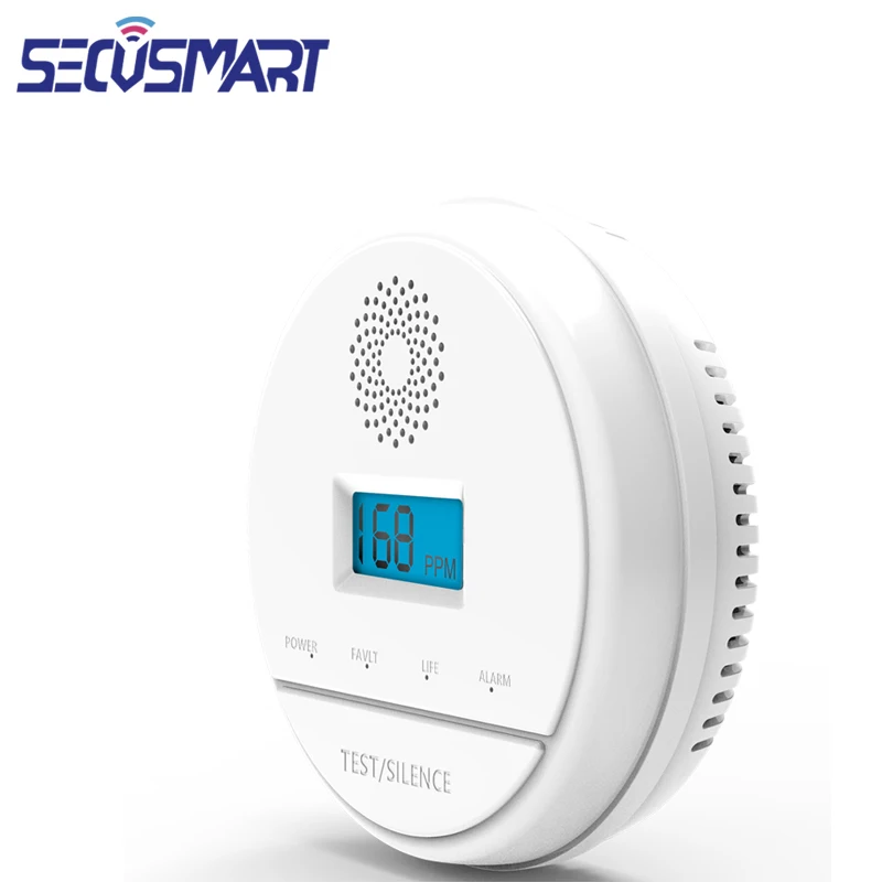 433Mhz Draadloze Koolmonoxidevergiftiging Rook Gas Sensor Co Gas Lekkage Waarschuwing Alarm Detector Lcd Display Concentratie