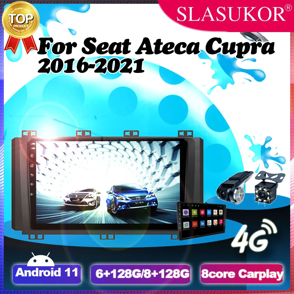 

9 Inch Carplay Android 11 Car Radio Auto For Seat Ateca Cupra 2016 2017 - 2021 Fan GPS Navigation Multimedia Player No 2 Din DVD