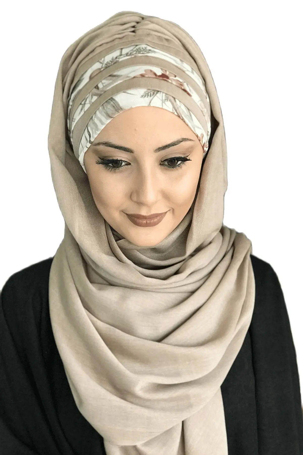 New Fashion Muslim Hijab Islamic Clothes 2021 Scarf Hat Bone Chiffon Turban Beige Grey Light Drapeli Ready Shawl