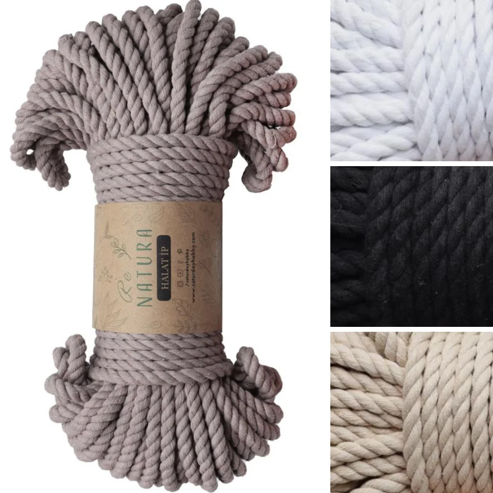 

Cotton 8mm Rope Macrame Yarn, 4 Colors - 35 Meters - 1 Kg - Summer - Winter - Blanket - Bag - Pillow - Stroller - Fiber - Rug - jardiniere - Flexible - Wall Decorations - mop - Dreamcatcher - DIY - Made In Turkey