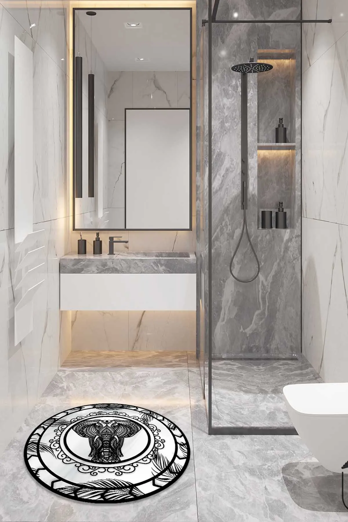 

Modern Decorative Bathroom Mat Luxury Carpet Non-Slip Sole Design Eva Shower Room Rug Toilet Decor Soft Absorbent Alfombra