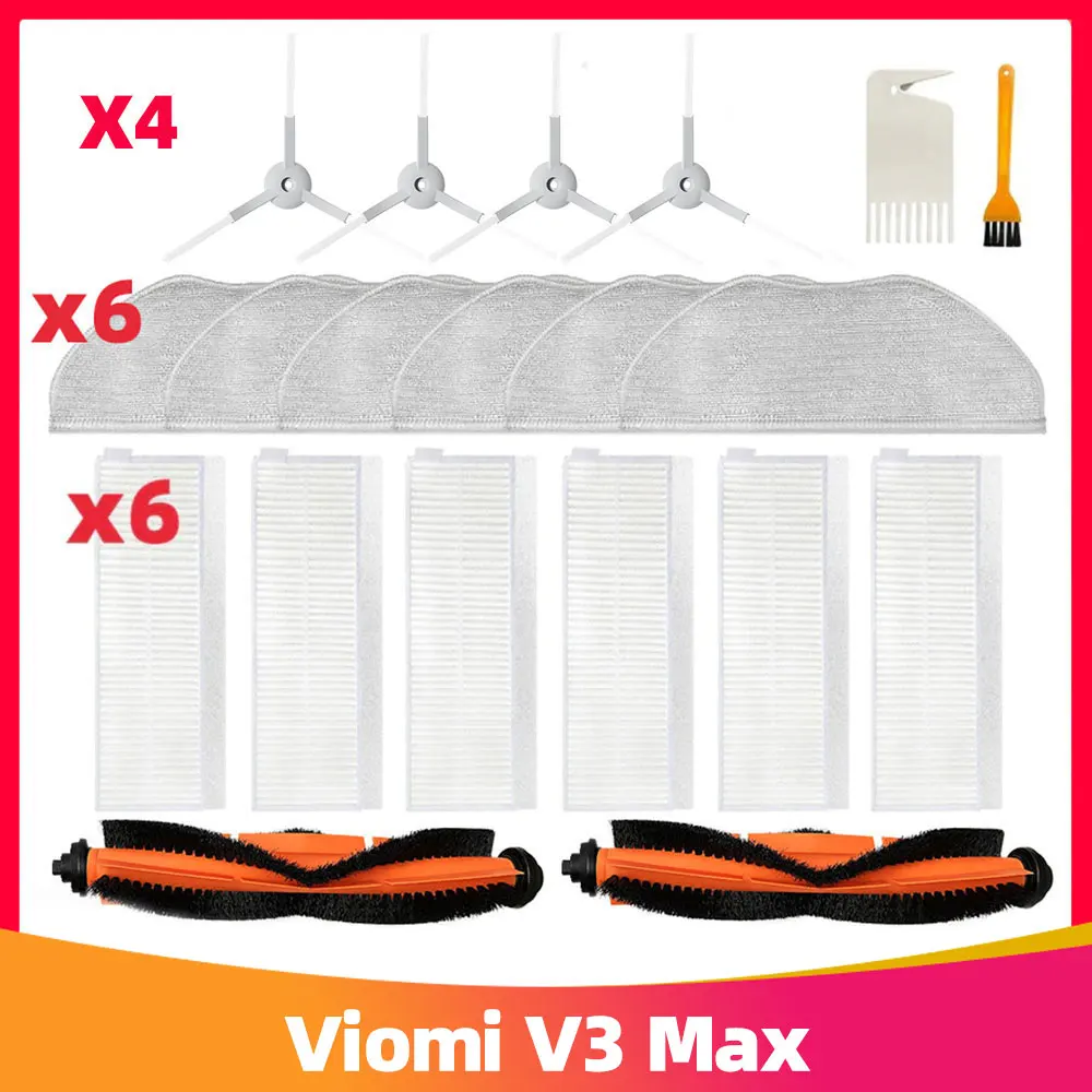 Piezas de repuesto para Robot aspirador Xiaomi Viomi V3 Max, cepillo principal V-RVCLM27B, cepillo lateral, filtro Hepa, fregona, trapo