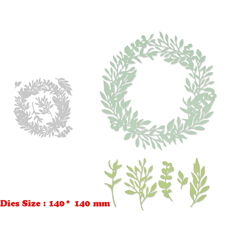 New Arrival Wild Leaves Wreath Metal Cutting Dies For 2024 Scrapbooking Spring Greens Garland Branch Stems Stencils Card Making