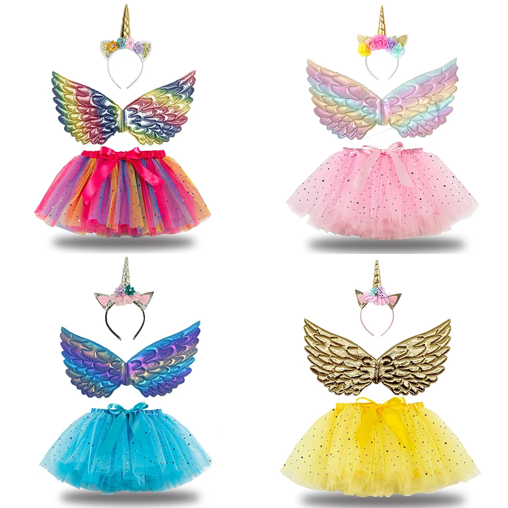 Costume de fête d'anniversaire pour fille, ensemble jupe tutu kle, bande de sauna, corne de Nairobi Orn, nickel é mignon, tenue de cosplay princesse