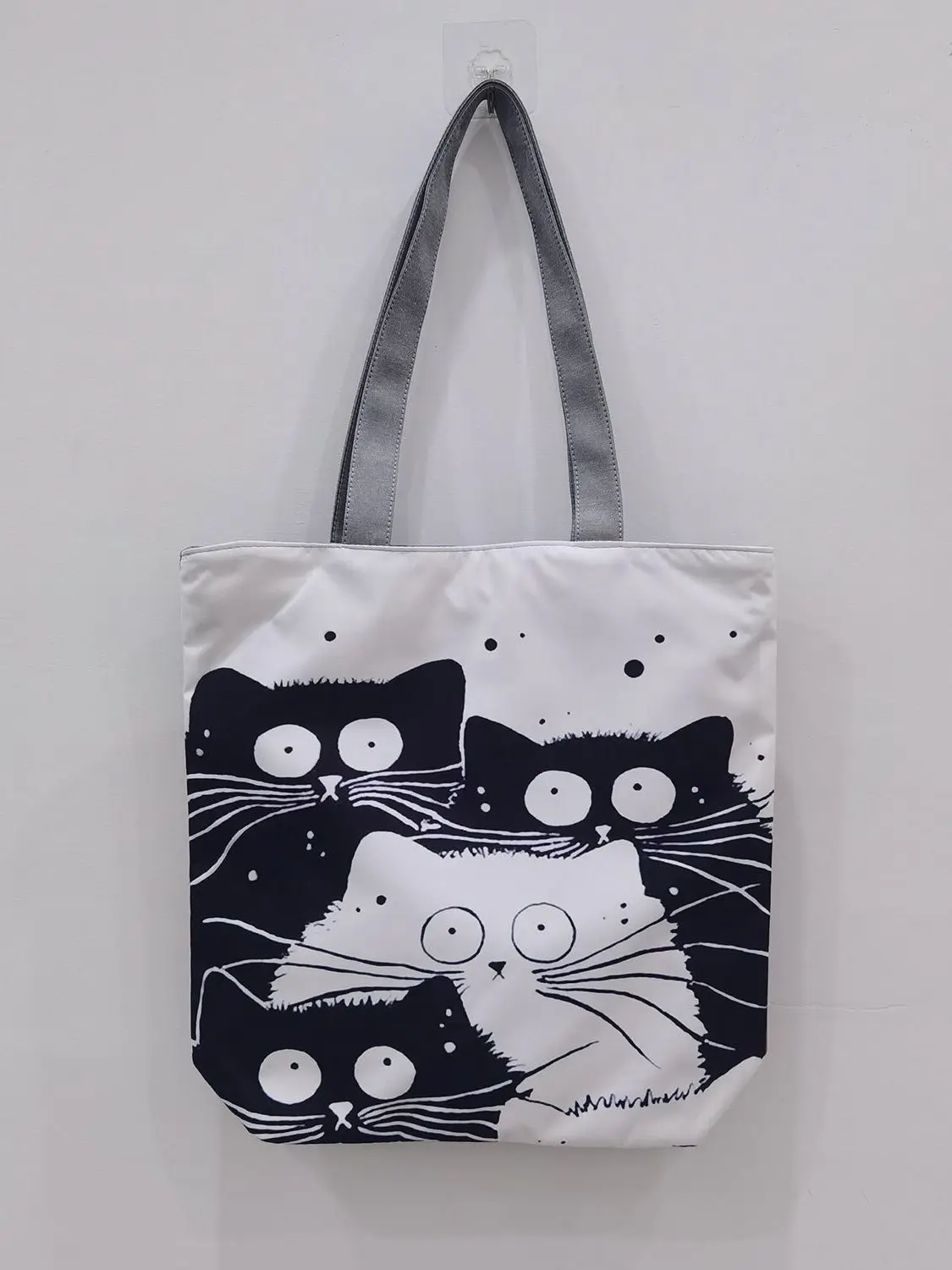 Cute Cat Women Handbags Foldable Harajuku Eco Totes Daily Casual Bags Creative Birthday Party Gift Custom Pattern Wife\'s Shopper