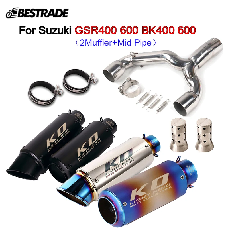 For Suzuki GSR400 600 BK400 600 All Year Motorcycle Exhaust System 51mm Muffler Pipe Middle Link Connect Pipe Stainless Steel