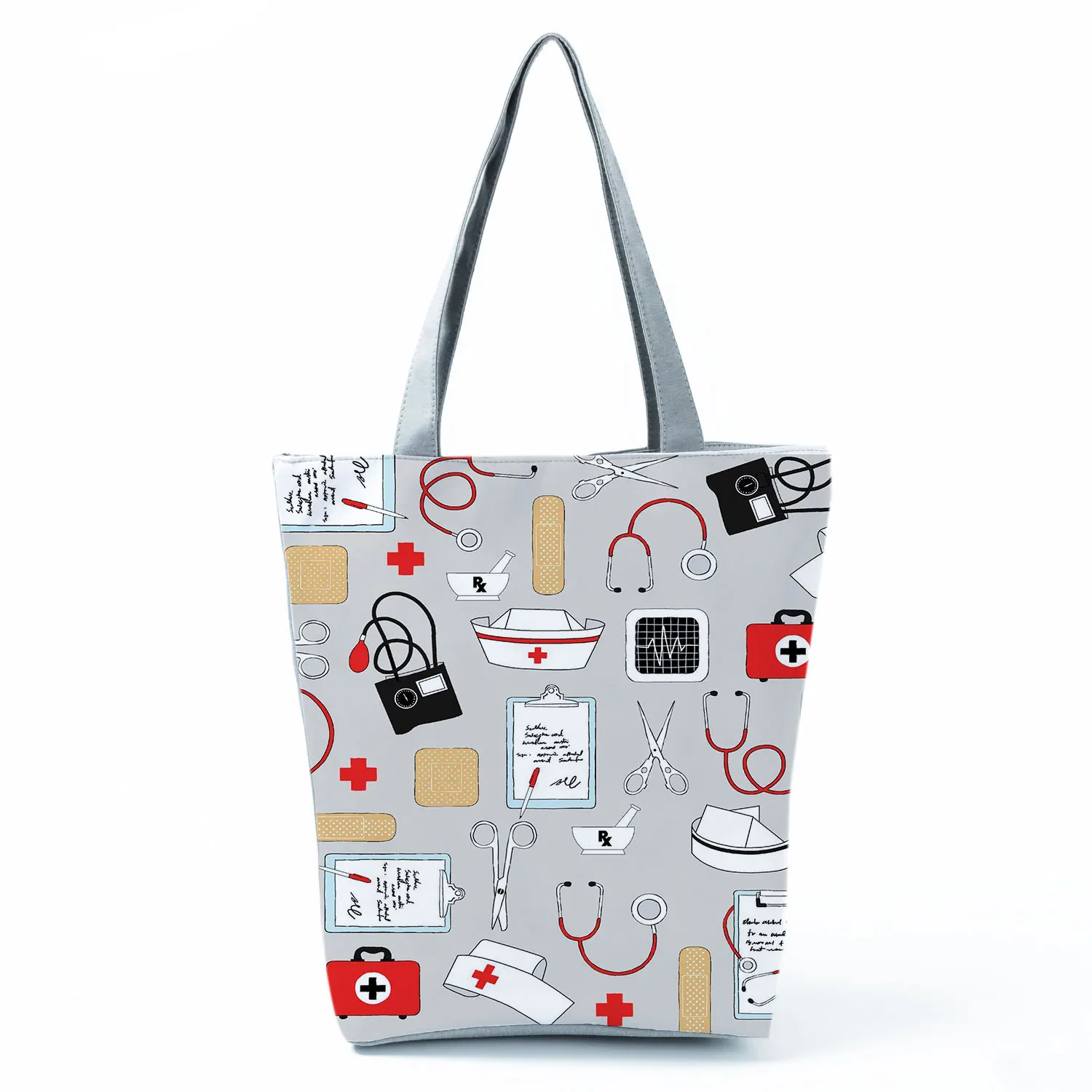 Bolsos de hombro con patrón de enfermera para mujer, bolsos con estampado de caja médica, bolso de compras portátil que combina con todo, bolso de playa de alta capacidad