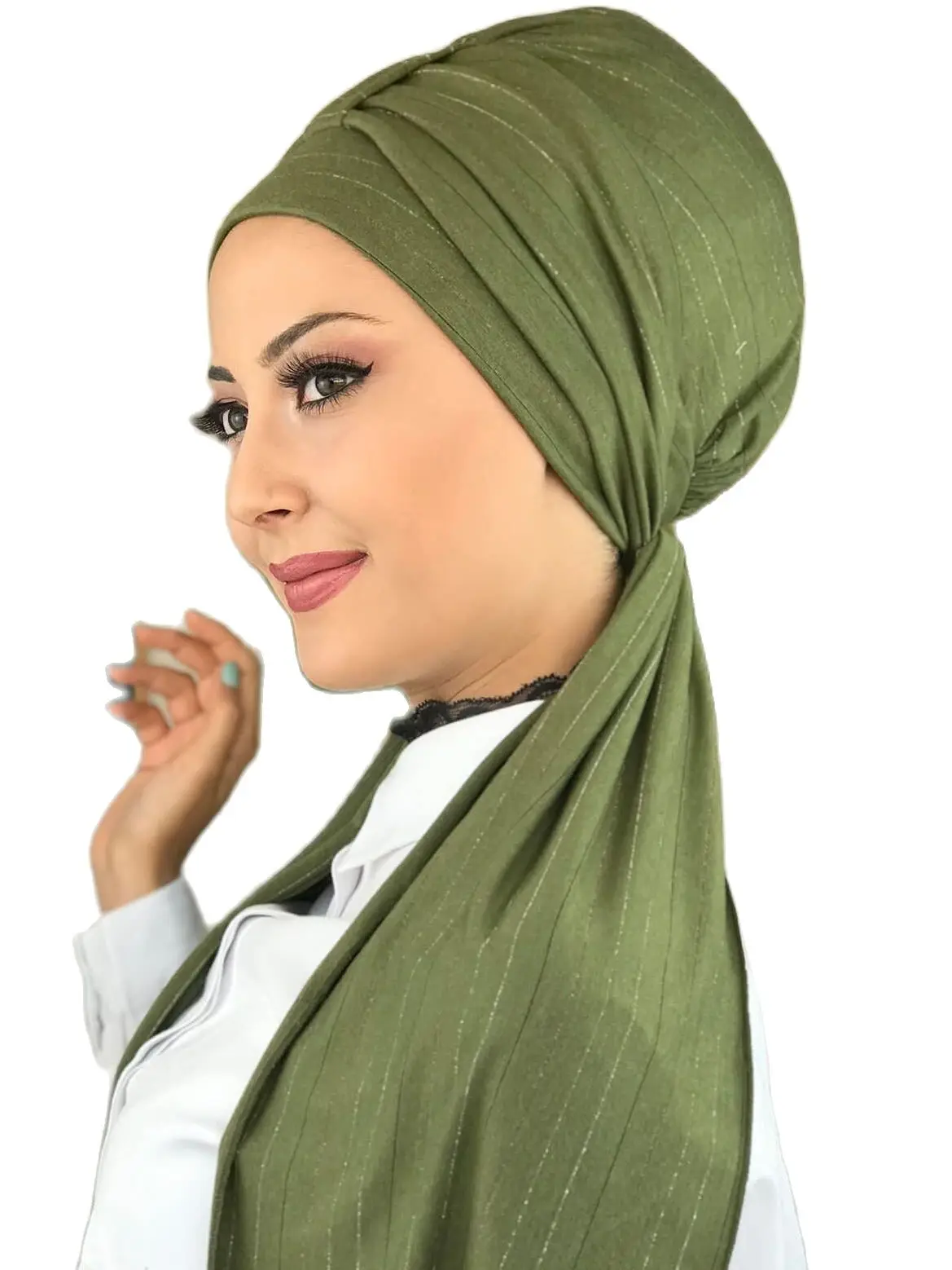 New Fashion 2021 Hijab Turban Lady Hat Seasonal Scarf Hijab Foulard Single Size Green Almond Yeşili Hijab Bathing Cap Shawl