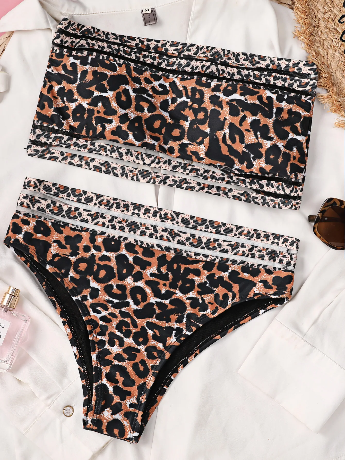 Kobiety Leopard strój kąpielowy zwierząt dziewczyna w Bikini Bandeau strój kąpielowy figi strój kąpielowy kąpiel bez ramiączek plażowe stroje