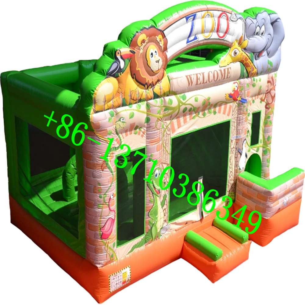 

Children's family backyard rental animal park theme inflatable slide castle combination with cheap prices