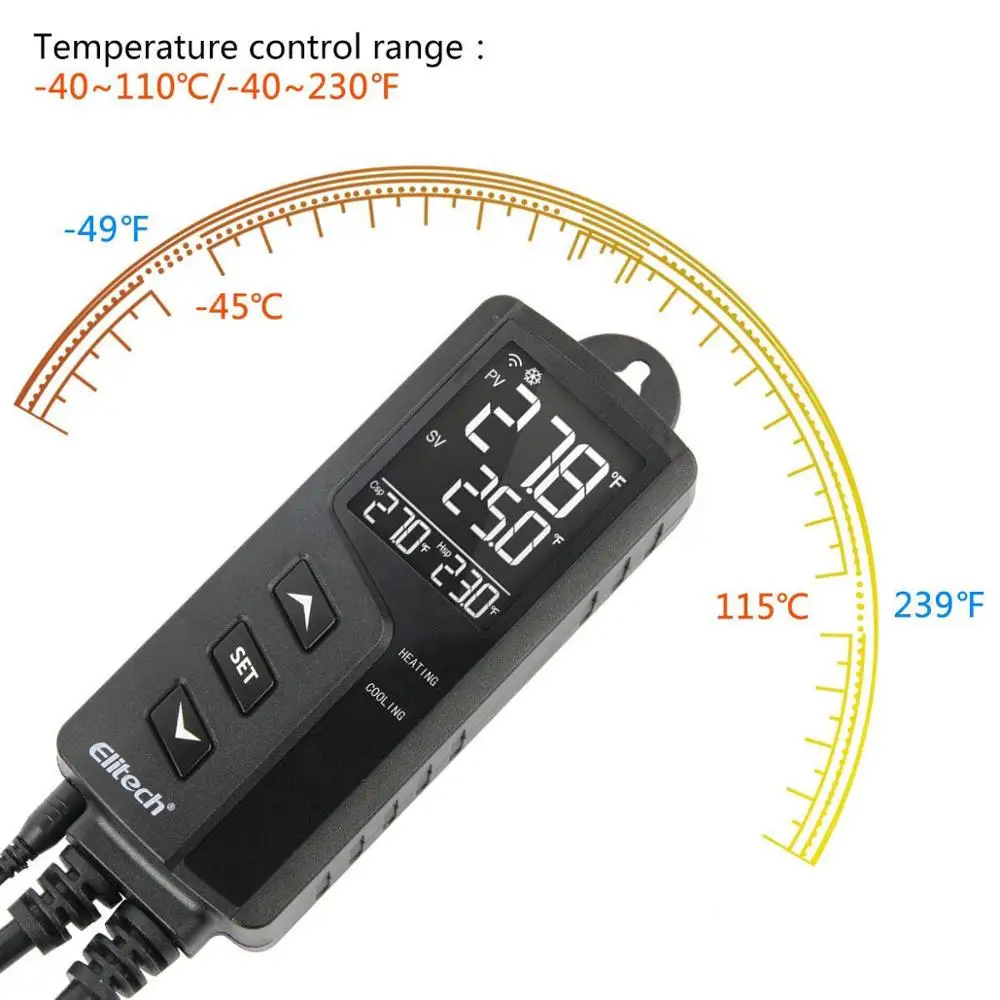 Elitech STC-1000WiFi regolatore di temperatura digitale termostato Wireless presa UK/US/EU prese di riscaldamento e raffreddamento sensore a spina