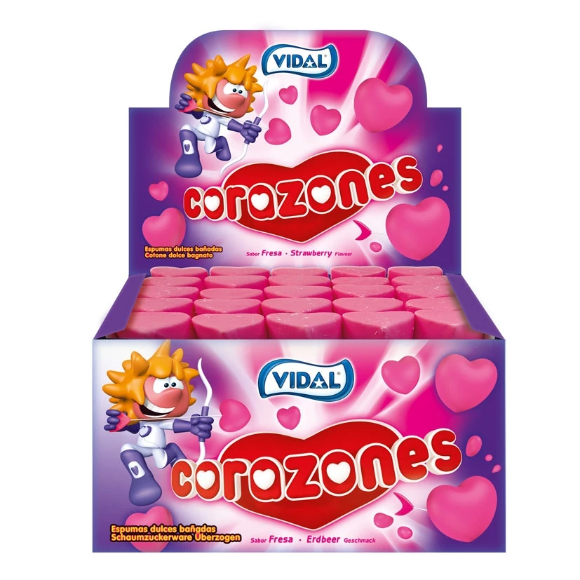 Corações de morango - trata em caixa 855g - marshmallows festivos em forma de coração com sabor de morango e cobertura crocante que vai seduzir você da primeira mordida